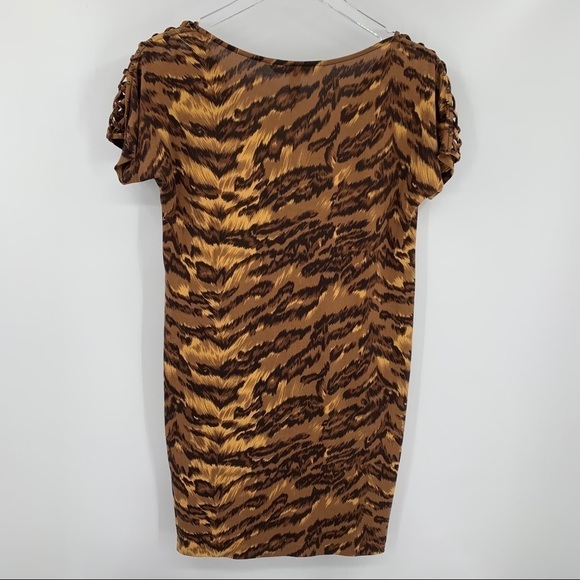 DVF Diane von Furstenberg Gorro Palace Tiger brown shift dress silk new 2 - Picture 4 of 6
